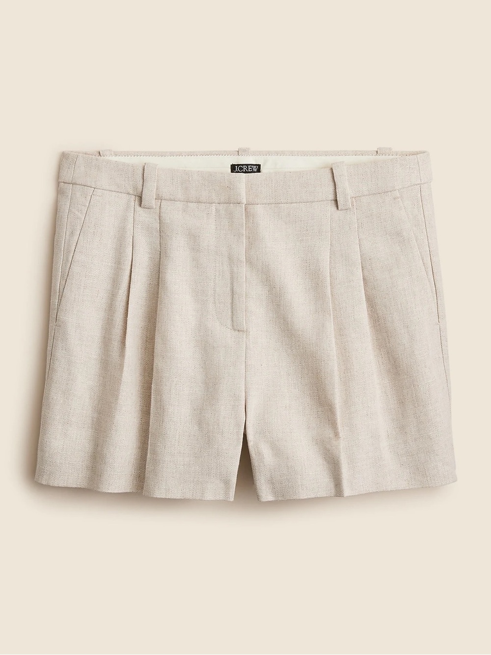 J. Crew High-Waist Linen Blend Shorts in Light Cream